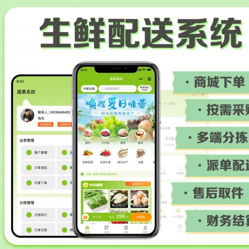 生鲜配送小程序商城三级分销微信商城开发定制公众号h5二级分销微商城系统